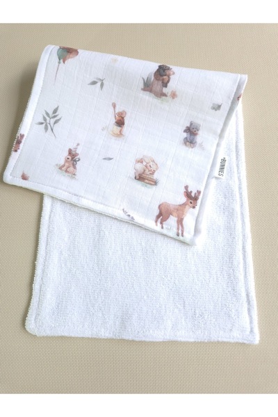 jr.bunnies 100% Cotton Muslin Tiny Forest Patterned Shoulder Cloth 20X43 cm Muslin and Towel Textured