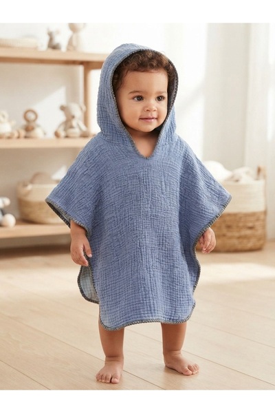 ecottonworks %100 pamuk 4 katlı Müslin Çocuk Panço/Pareo