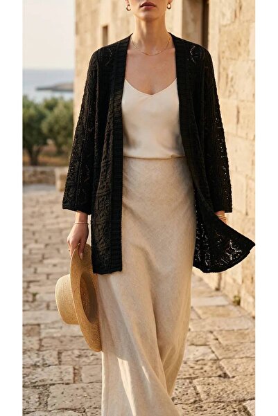 ROKH Women's Openwork Knitted Seasonal Crochet Knitted Cardigan