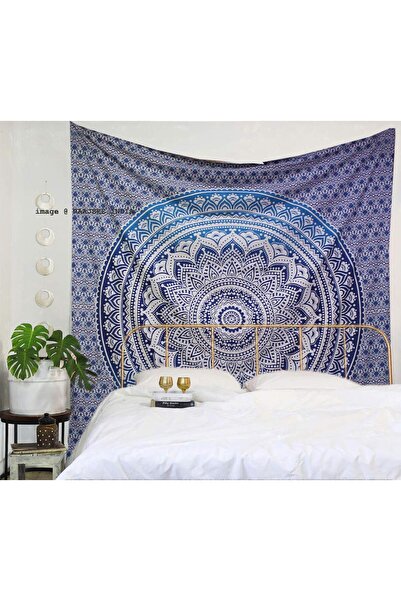 Raajsee tapiserie decorativă perete mandala boho albastru 210 x 230 cm