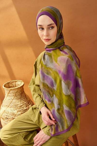 Silk Home Riva Shawl Tencel Cloud Oil Green