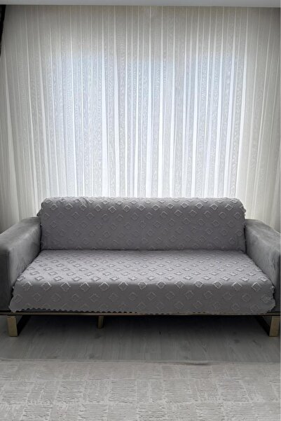 Çeyiz Diyarı Corduroy Sofa Cover 170X210 cm Non-Slip Base Gray