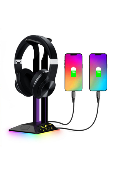 OEM Suport gaming pentru căști cu iluminare RGB, 7 moduri LED, port Type-C și...