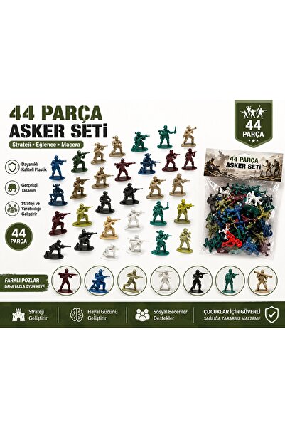 Keyfi Sepet 44 Parça Oyuncak Asker Seti Renkli Plastik Asker Figürleri Asker ...