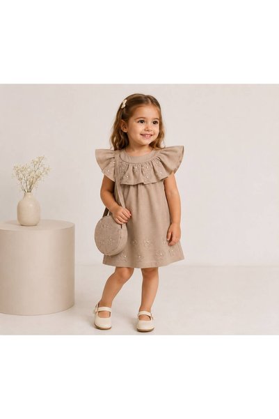 GREYFURT Girls' Linen Beaded Bag Set for the Holidays