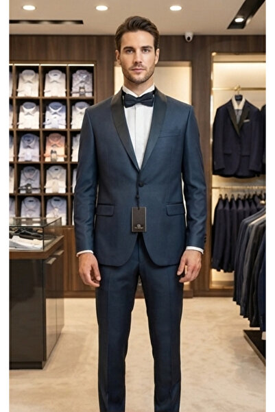 crispino Erkek Takım Elbise Premium Kumaş Smokin Slim Fit Kalıp Ceket - Pantolon
