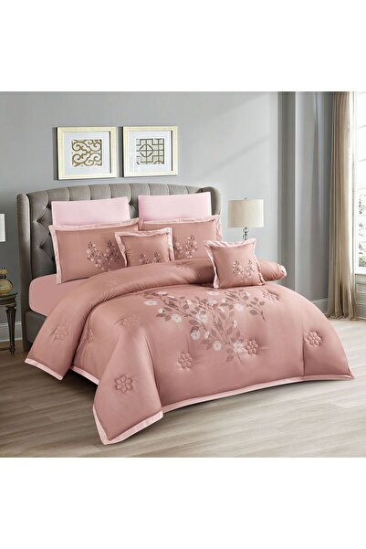 NAJMA Embroidered Microfiber Bedspread with Fixed Padding Double 8Pcs- Soft &...