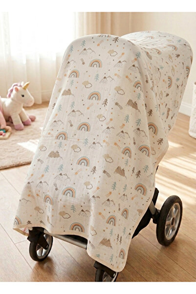 Ekim Tufting Bebek Müslin Örtü Gökkuşağı Desen