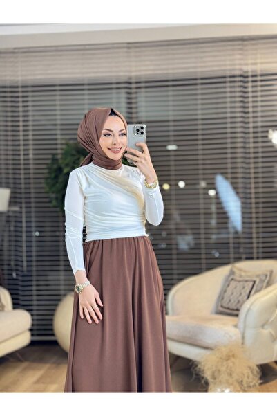 ALANURMODA 24294 Drape bluza ekru