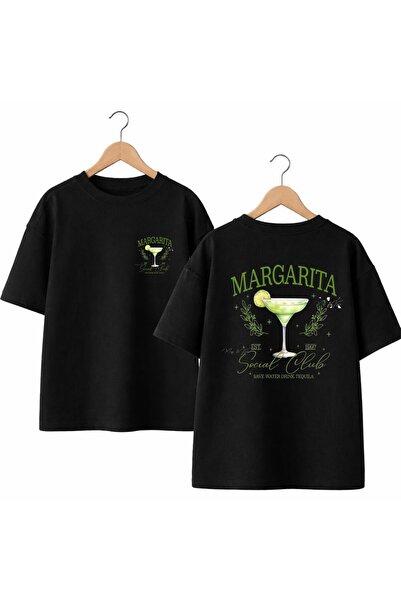 playwear Margarita Yeşill Back and Front Chest Printed 100% Cotton Oversize L...