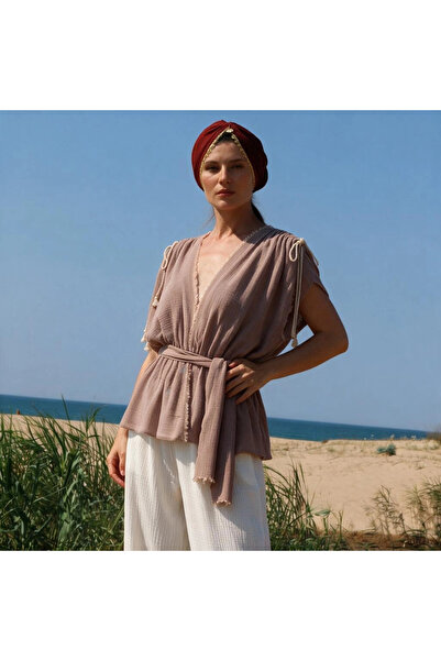 Su Koleksiyon Yildiz Bohem Cotton Woven Blouse / Brown