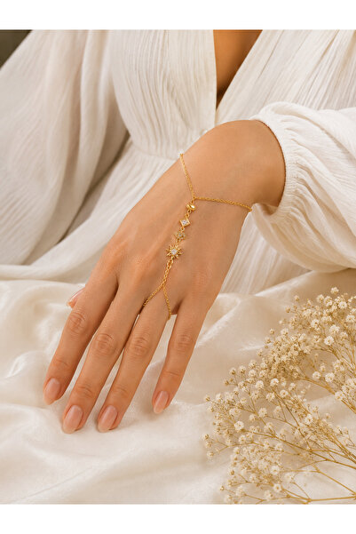 Belasso Steel Gold Color Zircon Stone Sun Figured Women's Shahmeran