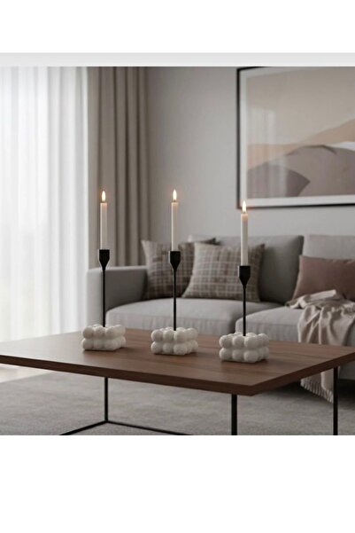 Binshihon Home Small Iron Candle Holder (Candlestick), Noor Set of 3 Pieces, ...