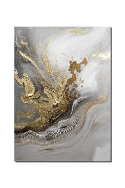 artnova Tablou abstract cu auriu pictat manual, Inspiratie 2, 70x50cm ulei pe...