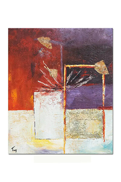 artnova Ръчно рисувана абстрактна картина, Абстрактна композиция, 60x50см мас...