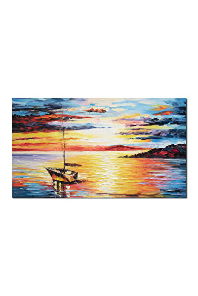 artnova ΓΙΓΑΝΤΙΟ χειροποίητο έργο ζωγραφικής, Ηλιοβασίλεμα με ιστιοφόρο, 120x...