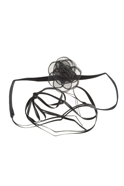 meli melo Choker negru cu trandafir