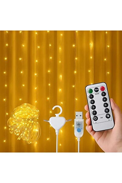 Hummer String of Lights Curtain Light Color Yellow 3X3 Meters with Remote Con...