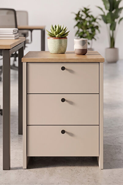Yurudesign Alva 45x40 cm 3 Çekmeceli Ofis Keson Komodin Sepet-Kumsal AL3-COS