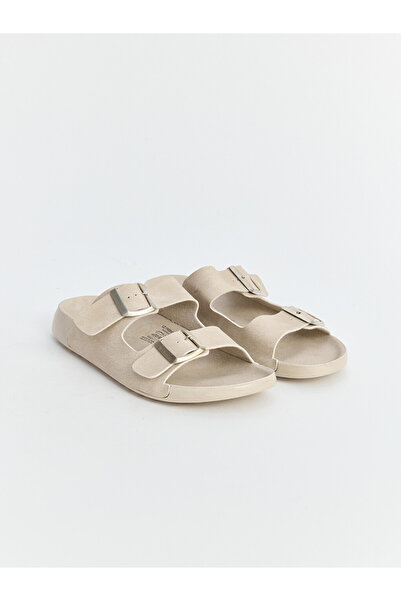 LC Waikiki Vizyon New Season Beige Double-Strapped Women's Slippers