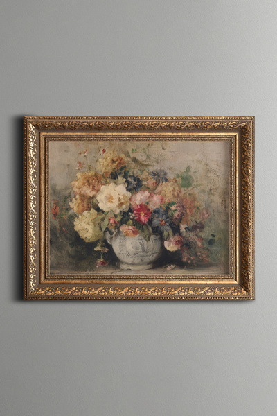 epiqart Colorful Flowers in Vase Still Life - Vintage Patterned Painting - Th...