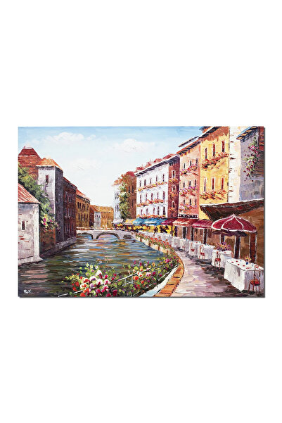 artnova Tablou Venetia pictat manual living, 100x70cm ulei pe panza in cutit ...