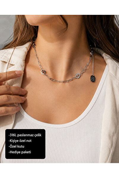 HER ŞEY NOTA www.herseynota.com Veliora Geometric Chain Necklace – 316L Stain...