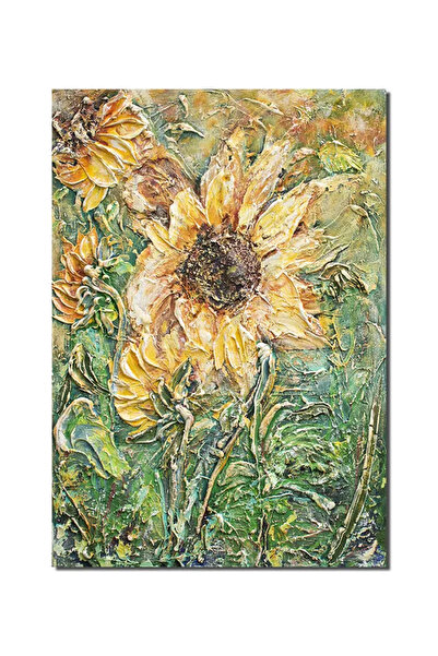 artnova Tablou impasto ultra 3D cu floarea soarelui pictat manual, 100x70cm a...