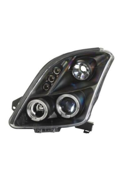 Suzuki Μπροστινά φώτα Swift (2005-2010) angel eyes - μαύρα, με λάμπες (H1) - ...