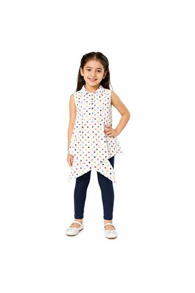 Generic Girls' Sleeveless Polka Dot Asymmetrical Cutout Top