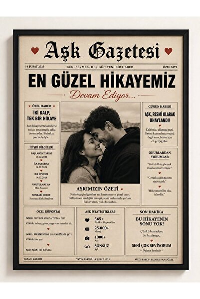 buzz.designs Çiftlere Özel Hediyelik Aşk Gazetesi – Bizim Hikâyemiz Posteri (...
