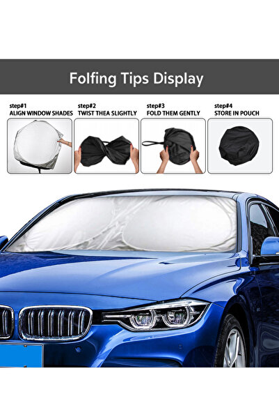 Katlanabilir Araba Ön Cam Güneşlik Metalize Isı Yalıtımlı Yazlık Araba Güneşliği - 150x70cm