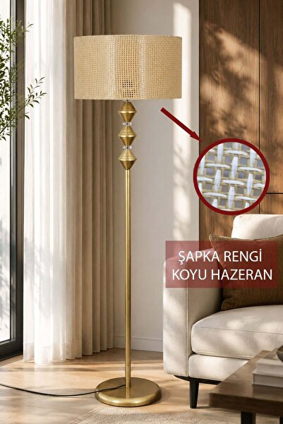 Taşcan Aydınlatma Zümra Eskitme Metal Ayaklı Lambader Koyu ton Hazeran Kumaş ...