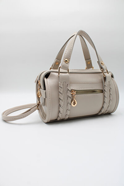 LASSO Women's Ecru 2-Compartment Patent Leather Hand, Arm and Shoulder Bag wi...