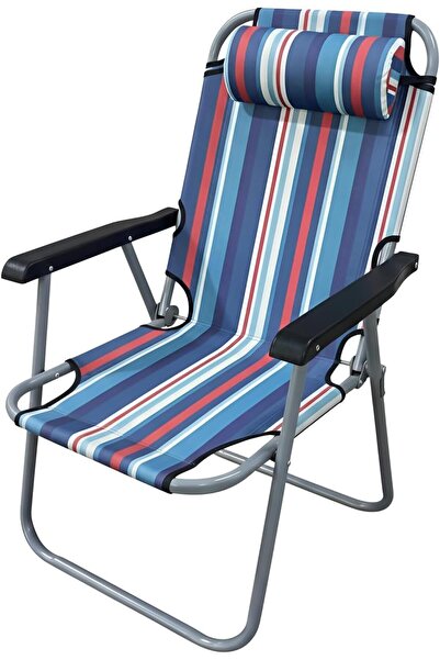 Cady One Folding Lounge Chair with Removable Head Cushion, Canvas Camping Cha...