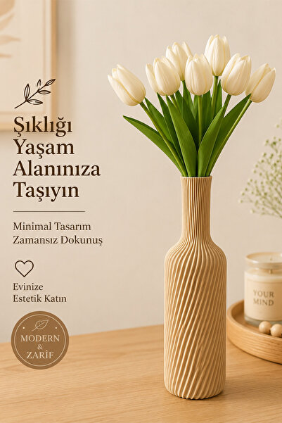 İBERİALHOME Linea Dekoratif Vazo | Modern Çiçek Vazosu | Minimal Tasarım Vazo...