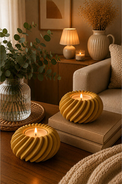 3D BASKI EVRENİ Dağ Teknoloji 3D Baskı Spiral Tealight Mumluk | Modern Dekora...