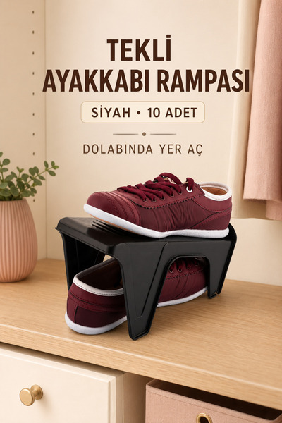 Evi Ev Gereçleri Tekli Ayakkabı Rampası Dolap İçi Yer Tasarruflu Ayakkabı Düz...