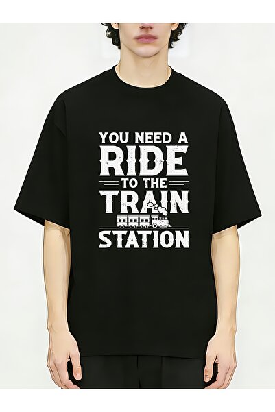 LİNA06 تي شيرت رجالي مطبوع عليه "You Need A Ride to The Station" بتصميم مضحك،...