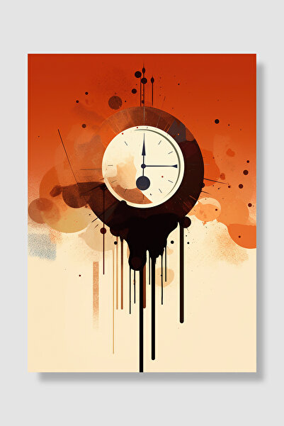 Luna Marissa Poster cu ceas Ceas de perete minimalist Portocaliu cu efect de ...