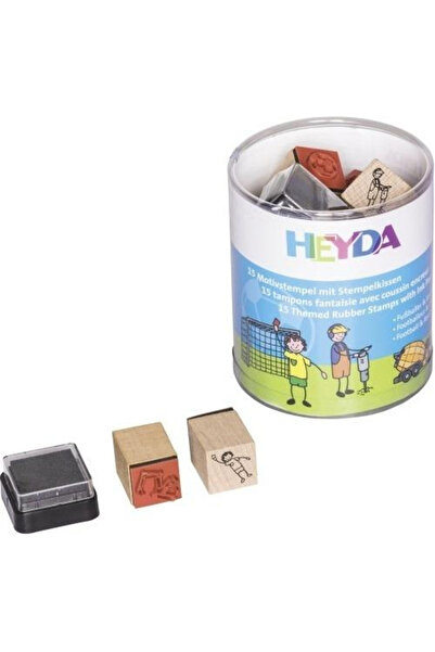 Heyda Set stampile/stemple din lemn Budowa, cu tampon de cerneala negru, mult...