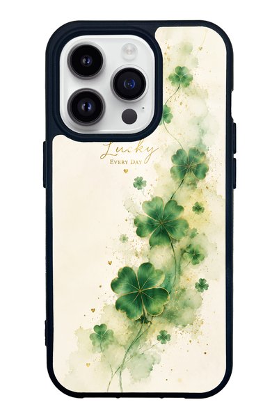Spoyi iPhone 14 Pro Glossy Phone Case with Lucky Clover Whisper Design