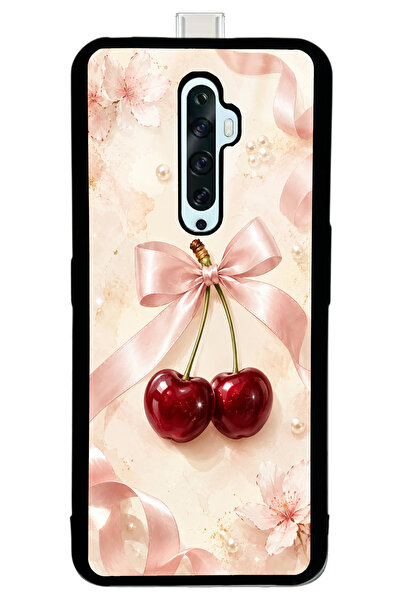 Spoyi Oppo Reno 2Z Cherry Pearl Ribbon Tasarımlı Glossy Telefon Kılıfı