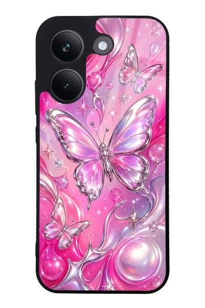 Spoyi حافظة هاتف Xiaomi Poco X8 Pro Pink Prism Butterfly Design لامعة
