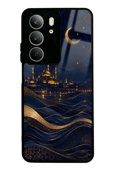 Spoyi غطاء هاتف لامع بتصميم الهلال الذهبي والبوسفور لهاتف Realme C75