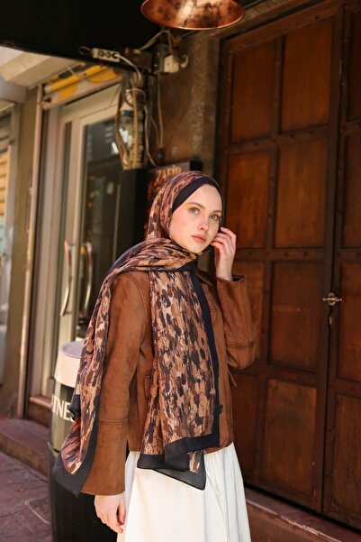ENRİCO FERRİ Allure Brush Pattern Tensel Shawl - Black Tan
