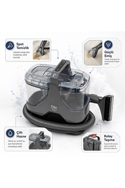 Fakir Spot Cleaner Halı ve Koltuk Yıkama Makinesi 600W Güçlü Emiş, Püskürt-Fı...
