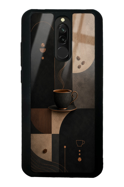 Spoyi حافظة هاتف Xiaomi Redmi 8 باللون الأسود اللامع بتصميم قهوة موكا