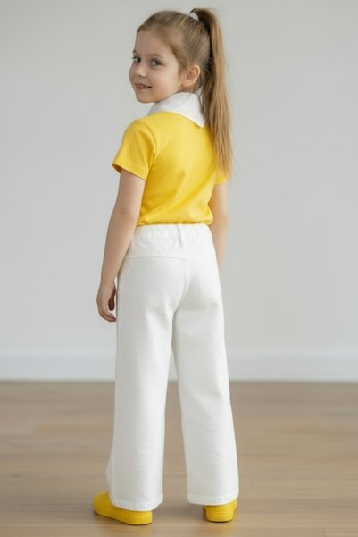 KİAGU Yellow Short Sleeve Basic T-Shirt - Non-Sweat-Absorbing Flexible Fabric Cotton Seasonal Yellow Short Sleeve Girls' Tshirt