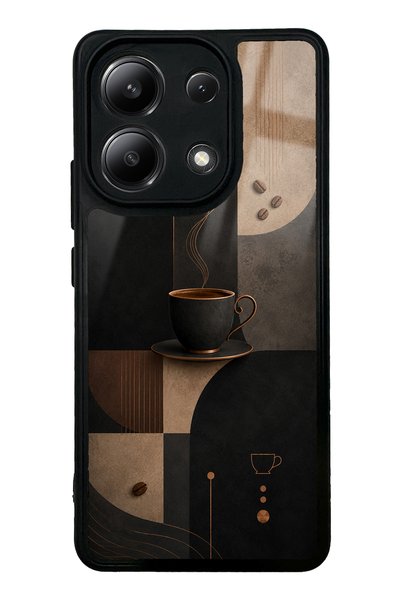 Spoyi حافظة هاتف Xiaomi Redmi Note 13 4G باللون الأسود اللامع بتصميم قهوة موكا
